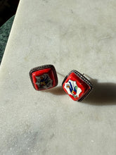 Load image into Gallery viewer, Porcelain Painted Sterling Silver Push Back Earrings
