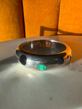 Load image into Gallery viewer, Vintage Mexico Modernist Solid Sterling Silver Multistone Bangle Bracelet
