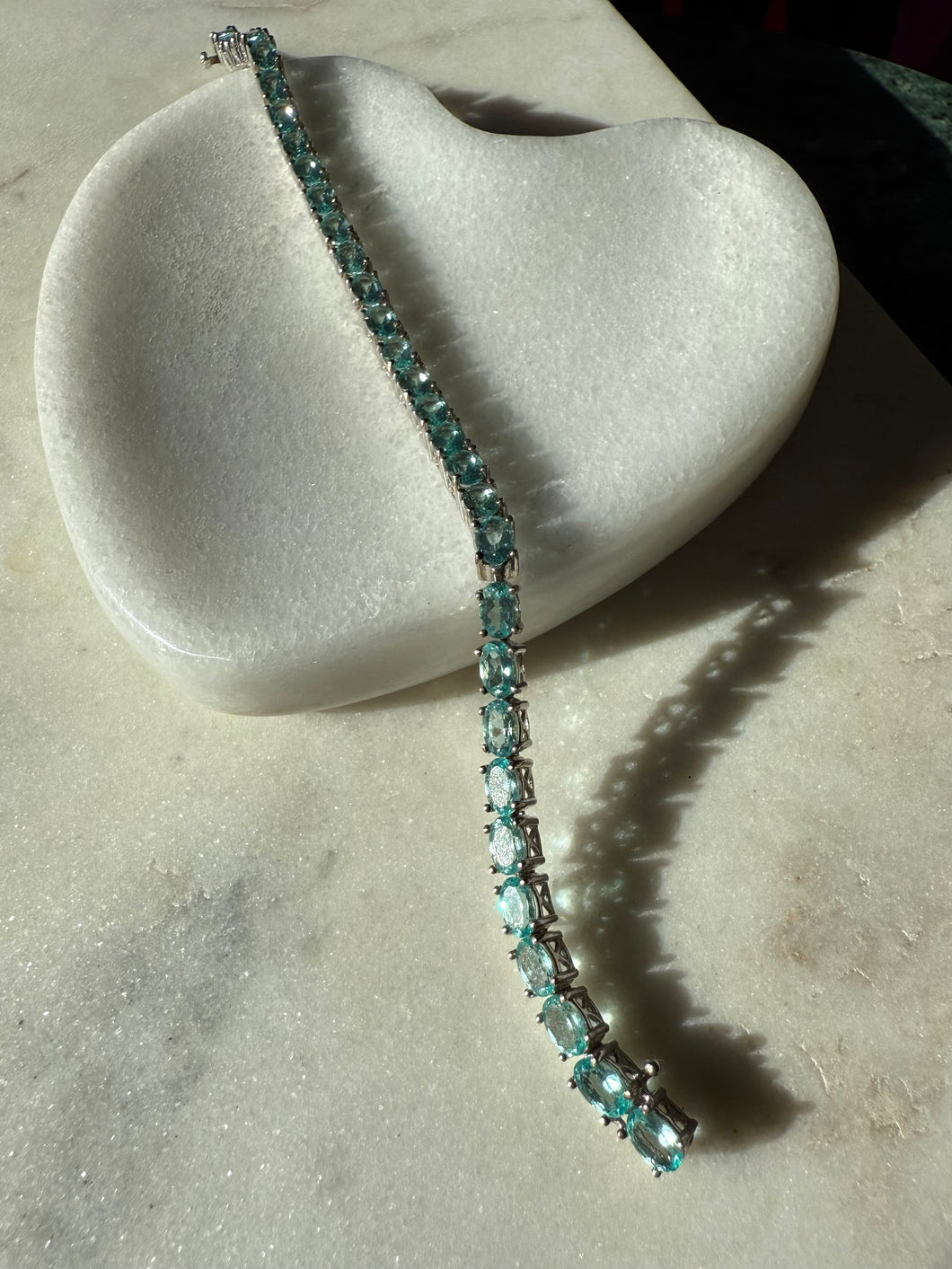 Blue Sterling Silver Tennis Bracelet 7.5”