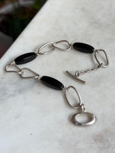 Load image into Gallery viewer, Black Onyx Sterling Silver Toggle Clasp Bracelet 7”
