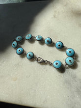 Load image into Gallery viewer, Evil Eye Sterling Silver Bracelet 7.25”
