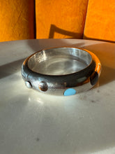 Load image into Gallery viewer, Vintage Mexico Modernist Solid Sterling Silver Multistone Bangle Bracelet
