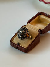 Load image into Gallery viewer, Vintage Two-Toned Scarab Beetle Sterling Ring Size 10.75
