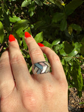 Load image into Gallery viewer, Multistone Inlay Dome Ring Sterling Silver Size 7

