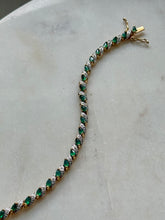 Load image into Gallery viewer, Lab Grown Emerald Gold Vermeil Tennis Bracelet 7.75”
