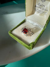 Load image into Gallery viewer, Red Glass Sterling Silver Ring Size 8
