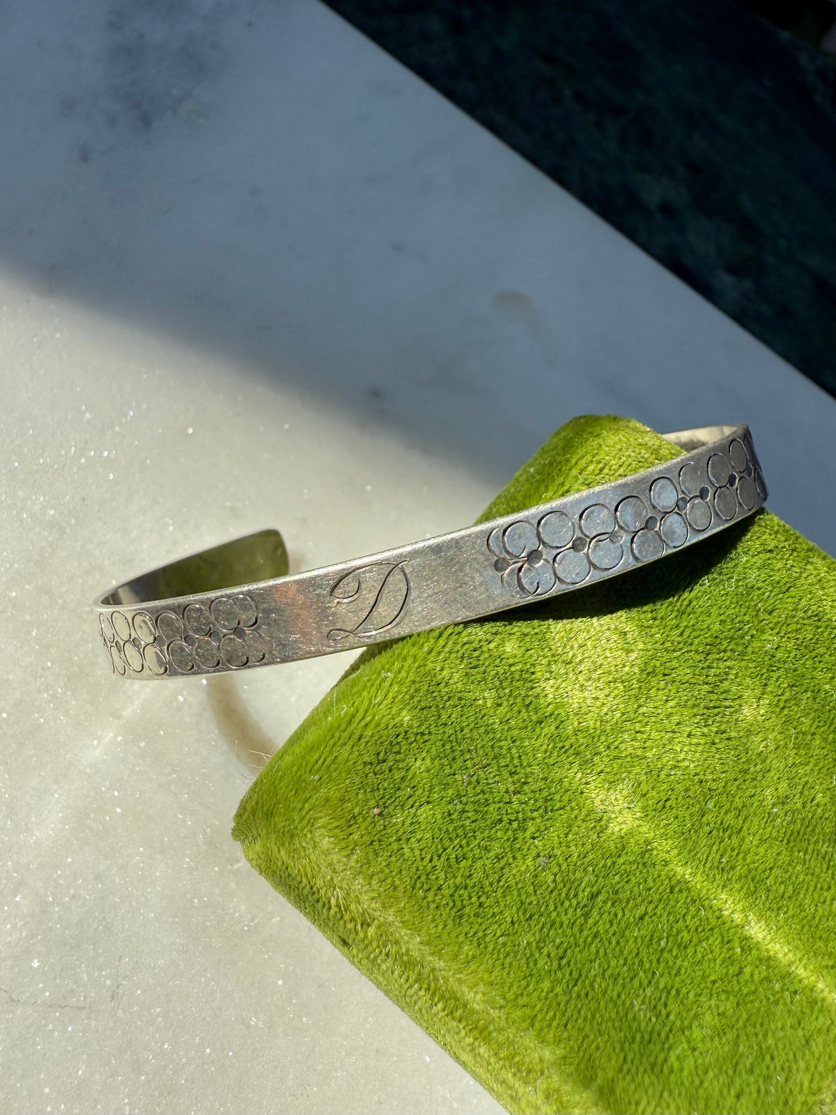 ‘D’ Sterling Silver Cuff Bracelet 6.25”