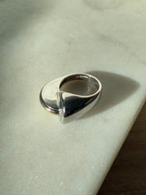 Load image into Gallery viewer, Modernist Sterling Silver &amp; 14k Yellow Gold Ring Size 7
