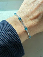 Load image into Gallery viewer, Blue Spinel &amp; CZ Sterling Tennis Bracelet 7.5”
