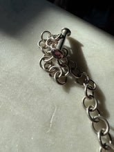 Load image into Gallery viewer, Cabochon Toggle Clasp Sterling Silver Cable Link Bracelet 8”
