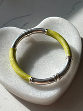 Load image into Gallery viewer, Slime Green Enamel Sterling Silver Milor Italy Hinged Bangle Bracelet
