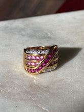 Load image into Gallery viewer, Chunky Gold Vermeil Pink Sapphire Ring Size 5.5
