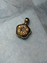 Load image into Gallery viewer, Puffy Blue &amp; White Flower 18k Gold Charm

