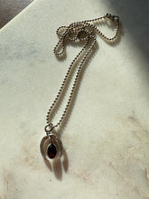 Load image into Gallery viewer, Garnet Horseshoe Sterling Silver Necklace 15”
