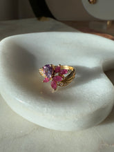 Load image into Gallery viewer, Flower Amethyst Ruby Gold Vermeil Ring Size 7
