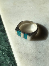 Load image into Gallery viewer, Mexico Crushed Turquoise Sterling Silver Ring Size 6.75

