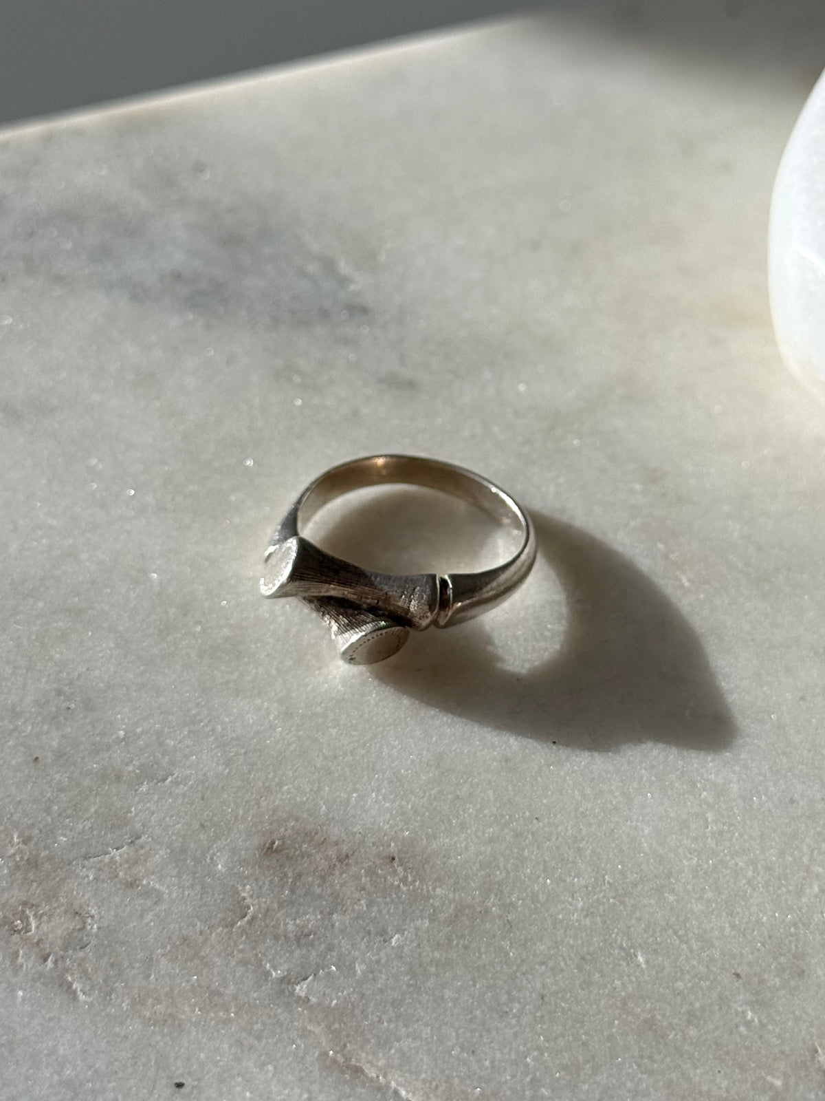 Bamboo Bypass Sterling Silver Ring Size 6