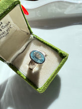 Load image into Gallery viewer, Blue Oval Glass Sterling Silver Ring Size 8.5

