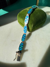 Load image into Gallery viewer, Simulated Opal Inlay Sterling Silver Bracelet 7.25”
