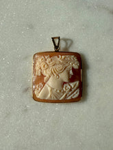 Load image into Gallery viewer, Italian Carved Cameo 14k Gold Square Pendant
