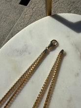 Load image into Gallery viewer, Italian 18k Yellow Gold Box Link Double Chain Lariat Tassel Necklace 20”
