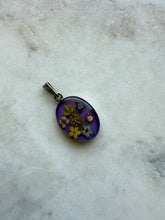 Load image into Gallery viewer, Purple Pressed Flowers Sterling Silver Pendant
