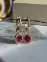 Load image into Gallery viewer, Vintage BH 14k Yellow Gold Dangle Hoop Earrings
