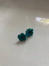 Load image into Gallery viewer, Turquoise Sterling Silver Flower Post Back Earrings
