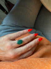 Load image into Gallery viewer, Malachite Sterling Silver Ring Size 6
