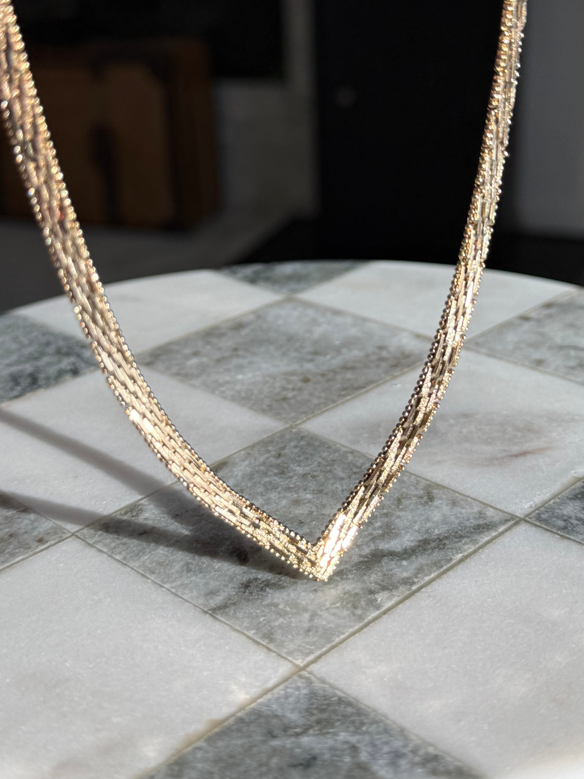 Italian Gold Vermeil V Necklace 15.5”