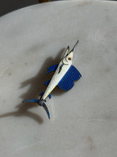 Load image into Gallery viewer, Vintage Sailfish Enamel Sterling Silver Brooch
