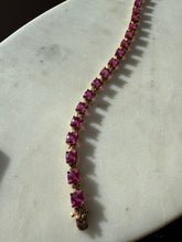 Load image into Gallery viewer, Pink Synthetic Stone Gold Vermeil Tennis Bracelet 7.25”
