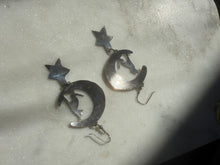 Load image into Gallery viewer, Sterling Silver Wolf on the Moon Earrings
