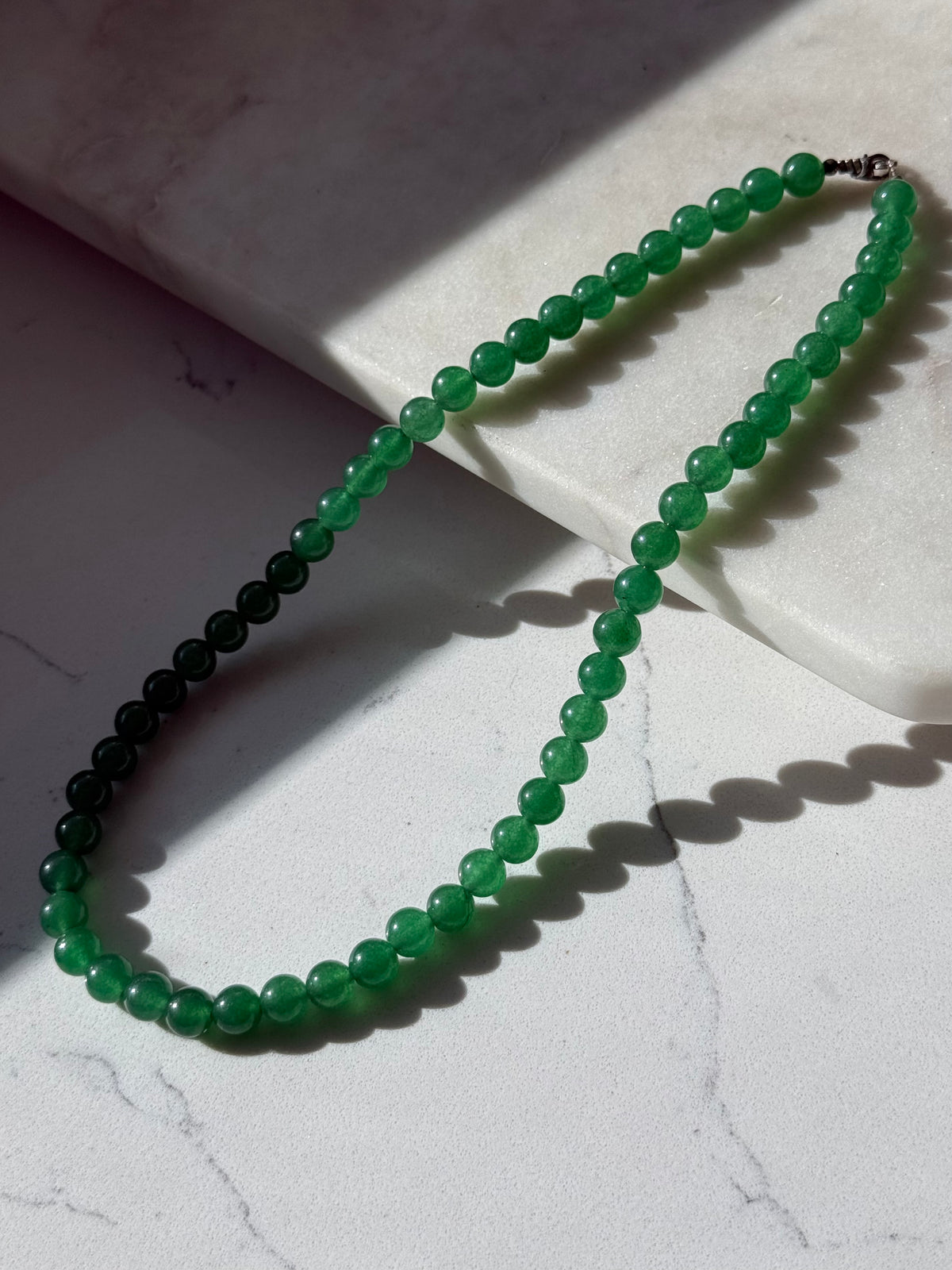 Vintage Green Quartz Bead Necklace 18”