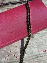 Load image into Gallery viewer, Green Glass Sterling Silver Tennis Bracelet 7.5”
