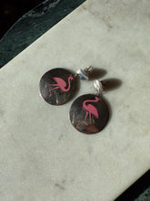 Load image into Gallery viewer, Vintage Pink Enamel Flamingo Sterling Silver Earrings
