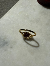 Load image into Gallery viewer, Garnet Glass Gold Vermeil Ring Size 10.5

