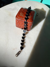 Load image into Gallery viewer, Black Onyx Heart Sterling Silver Bracelet 7”
