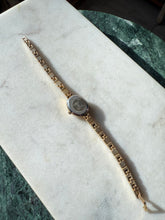 Load image into Gallery viewer, Vintage Elgin Pink Studded Gold Tone Ladies Wrist Watch 7.75”
