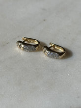 Load image into Gallery viewer, Vintage Solid 10k Gold CZ Hoops
