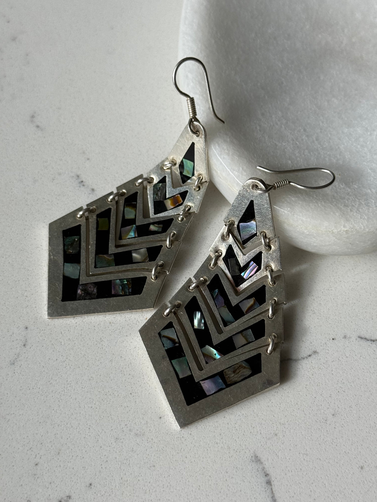 Mexico Vintage Sterling Silver Abalone Earrings