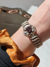 Load image into Gallery viewer, Vintage Purple Flower Sterling &amp; Gold Fill Expansion Bracelet
