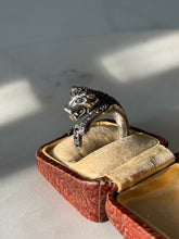 Load image into Gallery viewer, Vintage Blue Sapphire Sterling Silver Panther Ring Size 8.5

