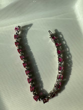 Load image into Gallery viewer, Pink Sterling Silver Tennis Bracelet 7.25”
