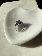 Load image into Gallery viewer, Midcentury Blue Glass Sterling Signet Ring Size 8.5
