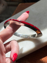 Load image into Gallery viewer, Mexico Vintage Red Inlay Sterling Silver Bangle Bracelet
