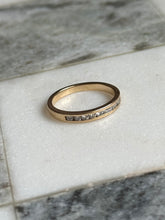 Load image into Gallery viewer, Vintage 14k Gold Diamond Quarter Eternity Band Size 5
