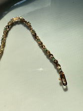 Load image into Gallery viewer, Emerald Gold Vermeil Tennis Bracelet 7.25”
