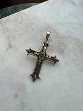 Load image into Gallery viewer, Green Stone Sterling Silver Cross Pendant
