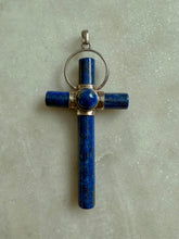 Load image into Gallery viewer, Lapis &amp; Sterling Silver Cross Pendant
